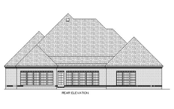 One-Story Rear Elevation of Plan 65933