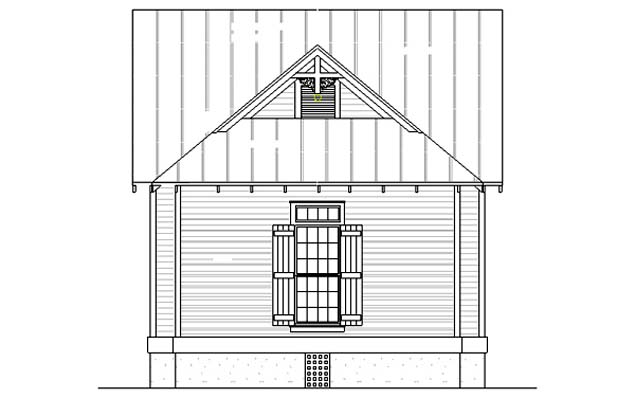 Traditional Rear Elevation of Plan 65934