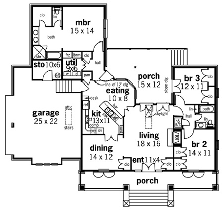 House Plan 65938 First Level Plan