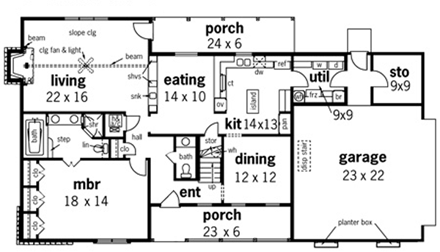 House Plan 65952 First Level Plan