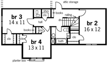 House Plan 65952 Second Level Plan