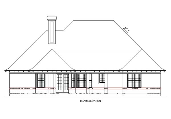 Country Traditional Rear Elevation of Plan 65954