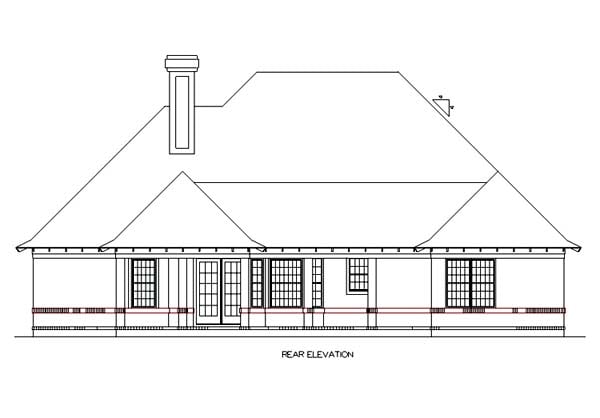 Country Traditional Rear Elevation of Plan 65955