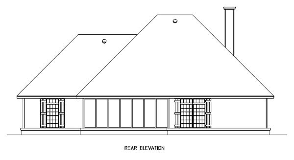 Country Craftsman Southern Traditional Rear Elevation of Plan 65962
