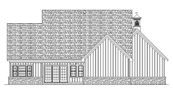 Cottage Country Farmhouse Ranch Southern Traditional Rear Elevation of Plan 65965