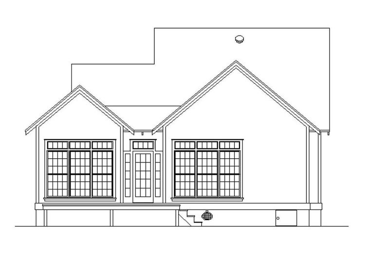 Cottage Craftsman Farmhouse Rear Elevation of Plan 65976