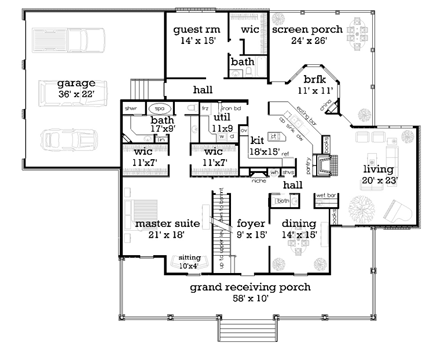House Plan 65977 First Level Plan