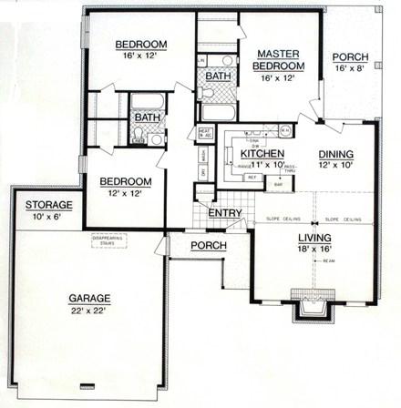 House Plan 65981 First Level Plan