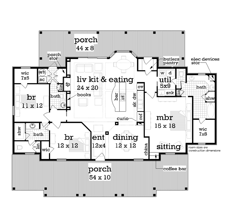 Cottage Southern Level One of Plan 65988