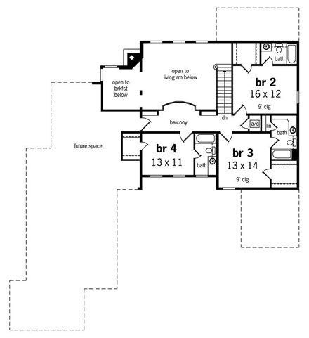 House Plan 65994 Second Level Plan