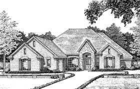 European One-Story Elevation of Plan 66004