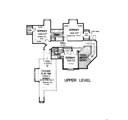 House Plan 66005 Second Level Plan