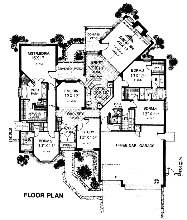 One-Story Tudor Victorian Level One of Plan 66009