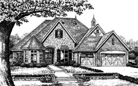 One-Story Tudor Victorian Elevation of Plan 66009