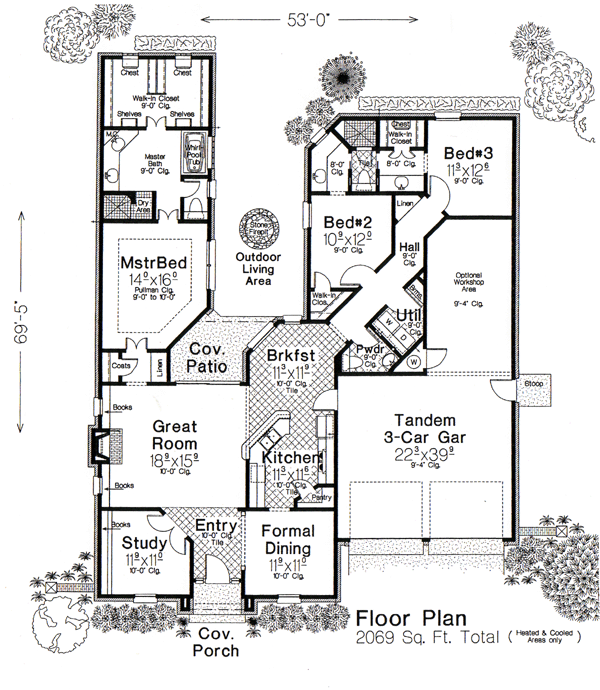 European One-Story Traditional Level One of Plan 66011