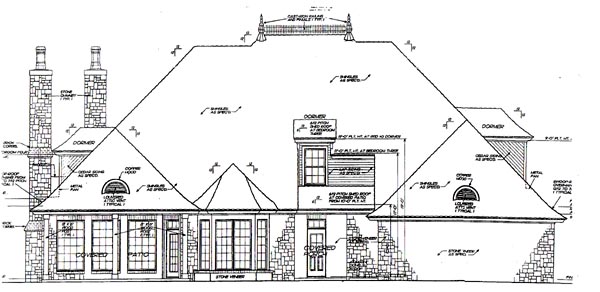 European French Country Victorian Rear Elevation of Plan 66014