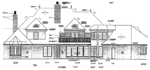 European French Country Tudor Victorian Rear Elevation of Plan 66015