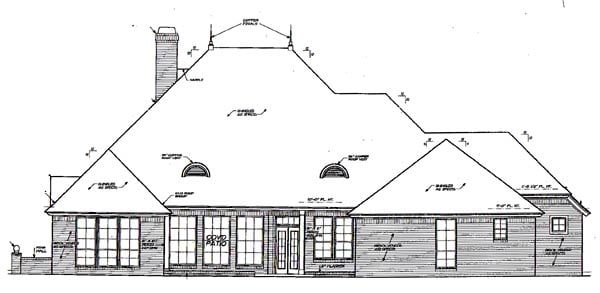 Traditional Rear Elevation of Plan 66016
