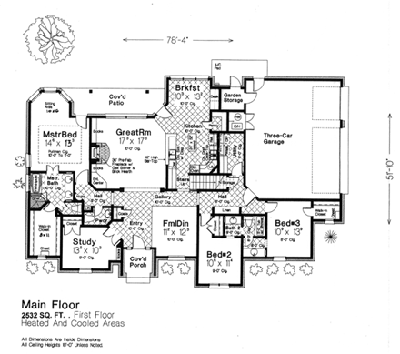 House Plan 66017 First Level Plan