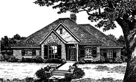 European One-Story Elevation of Plan 66022