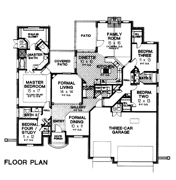 Country European French Country One-Story Tudor Level One of Plan 66023