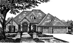 Country European French Country One-Story Tudor Elevation of Plan 66023