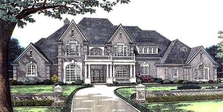 European French Country Tudor Victorian Elevation of Plan 66026