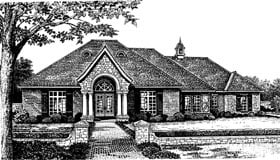 European One-Story Elevation of Plan 66028
