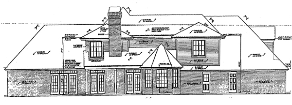 French Country Traditional Rear Elevation of Plan 66029