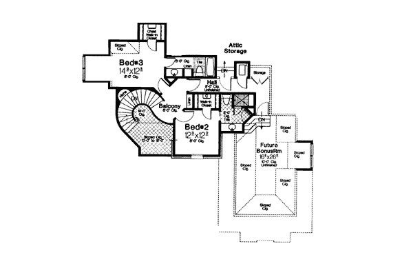 European French Country Tudor Level Two of Plan 66030