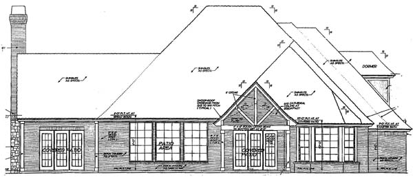 European French Country Tudor Rear Elevation of Plan 66030