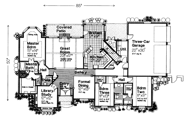 European One-Story Traditional Level One of Plan 66031