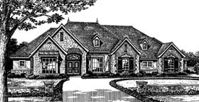 European One-Story Traditional Elevation of Plan 66031