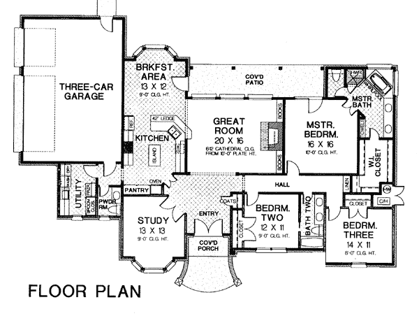 One-Story Traditional Level One of Plan 66032