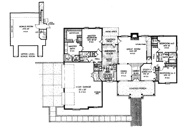 Colonial One-Story Southern Level One of Plan 66033