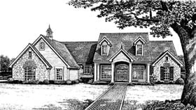 Colonial One-Story Southern Elevation of Plan 66033