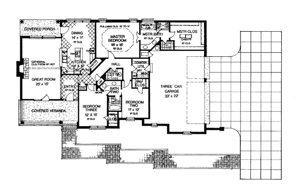 Country One-Story Traditional Level One of Plan 66035