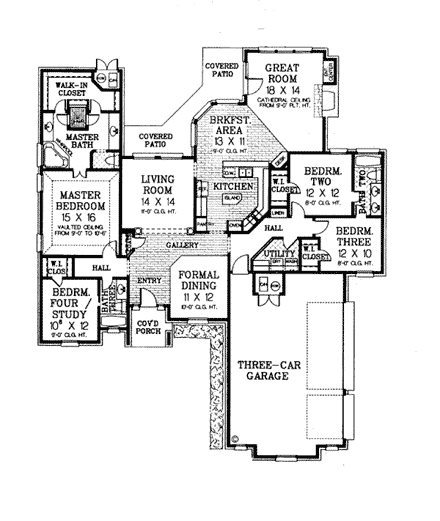 House Plan 66037 First Level Plan
