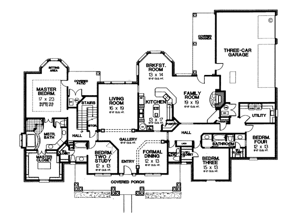 Country French Country One-Story Level One of Plan 66038