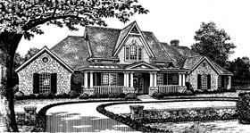 Country French Country One-Story Elevation of Plan 66038