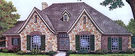 European One-Story Tudor Elevation of Plan 66039