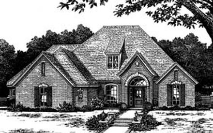 European One-Story Elevation of Plan 66040