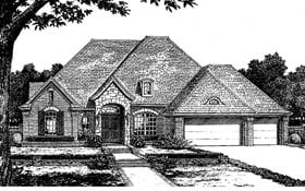 European One-Story Elevation of Plan 66041