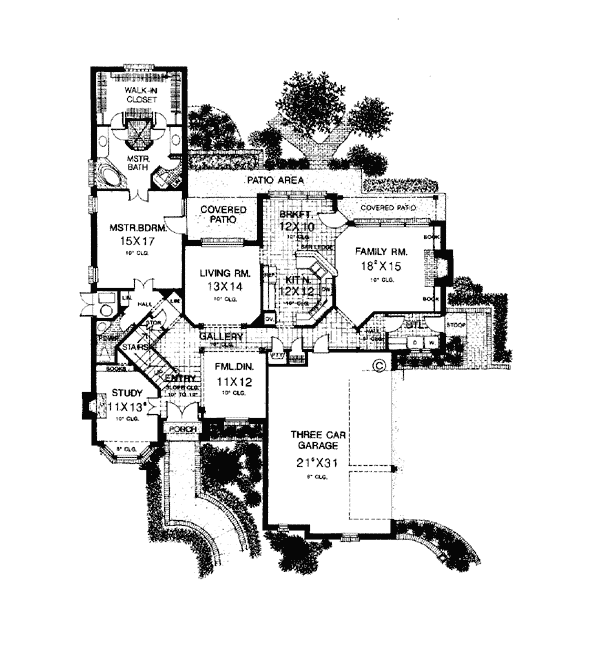 European French Country Traditional Tudor Level One of Plan 66042