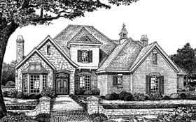 European French Country Traditional Tudor Elevation of Plan 66042