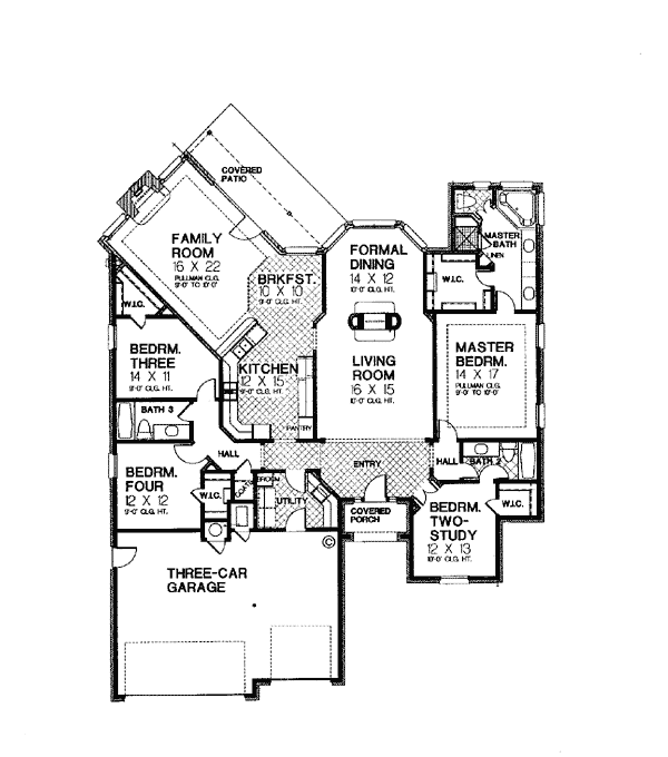 One-Story Traditional Level One of Plan 66043