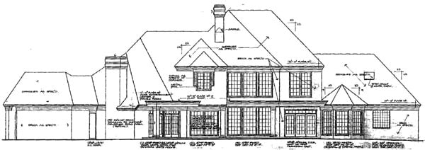 Colonial French Country Rear Elevation of Plan 66046