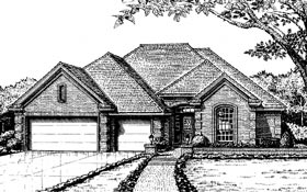 European One-Story Traditional Elevation of Plan 66047