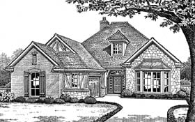 Bungalow Tudor Elevation of Plan 66050