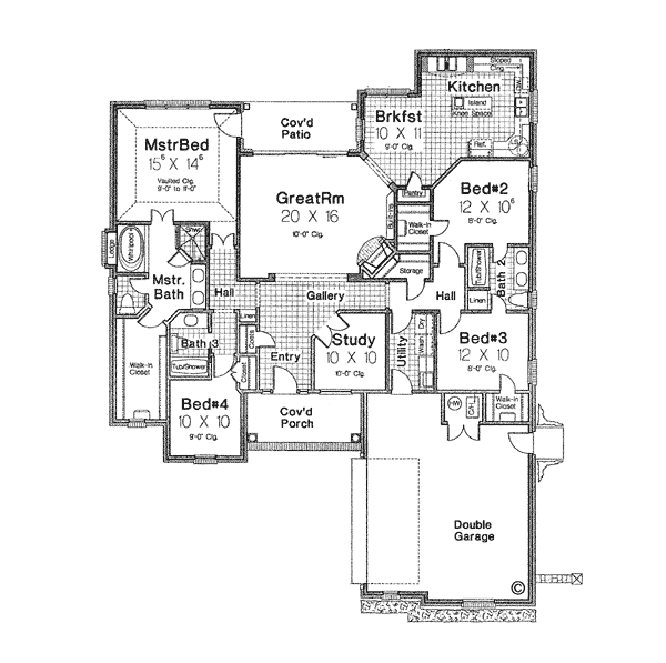European One-Story Level One of Plan 66055